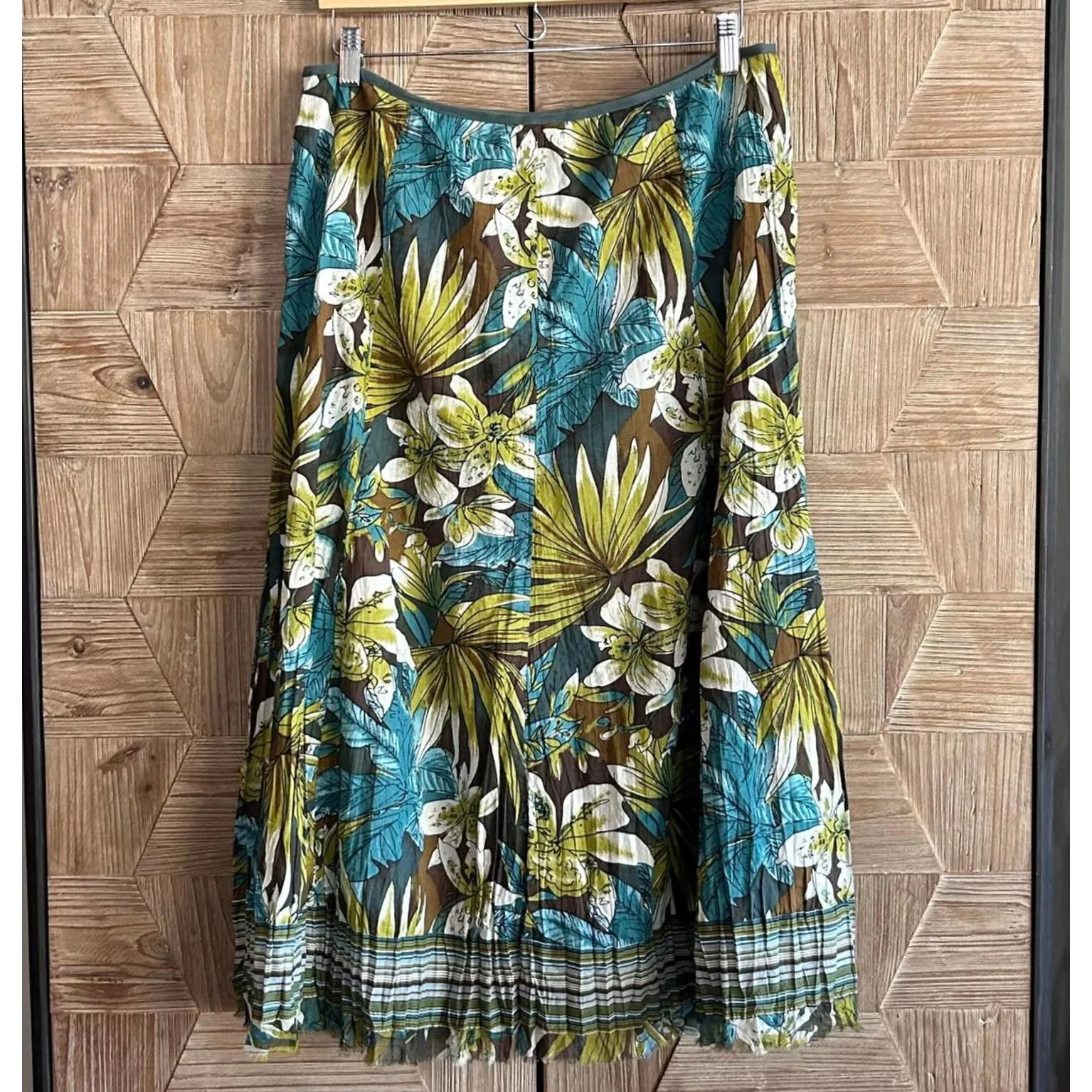 Nygard Collection Womens Green Blue Floral A Line Maxi Skirt Size 12 - Image 2