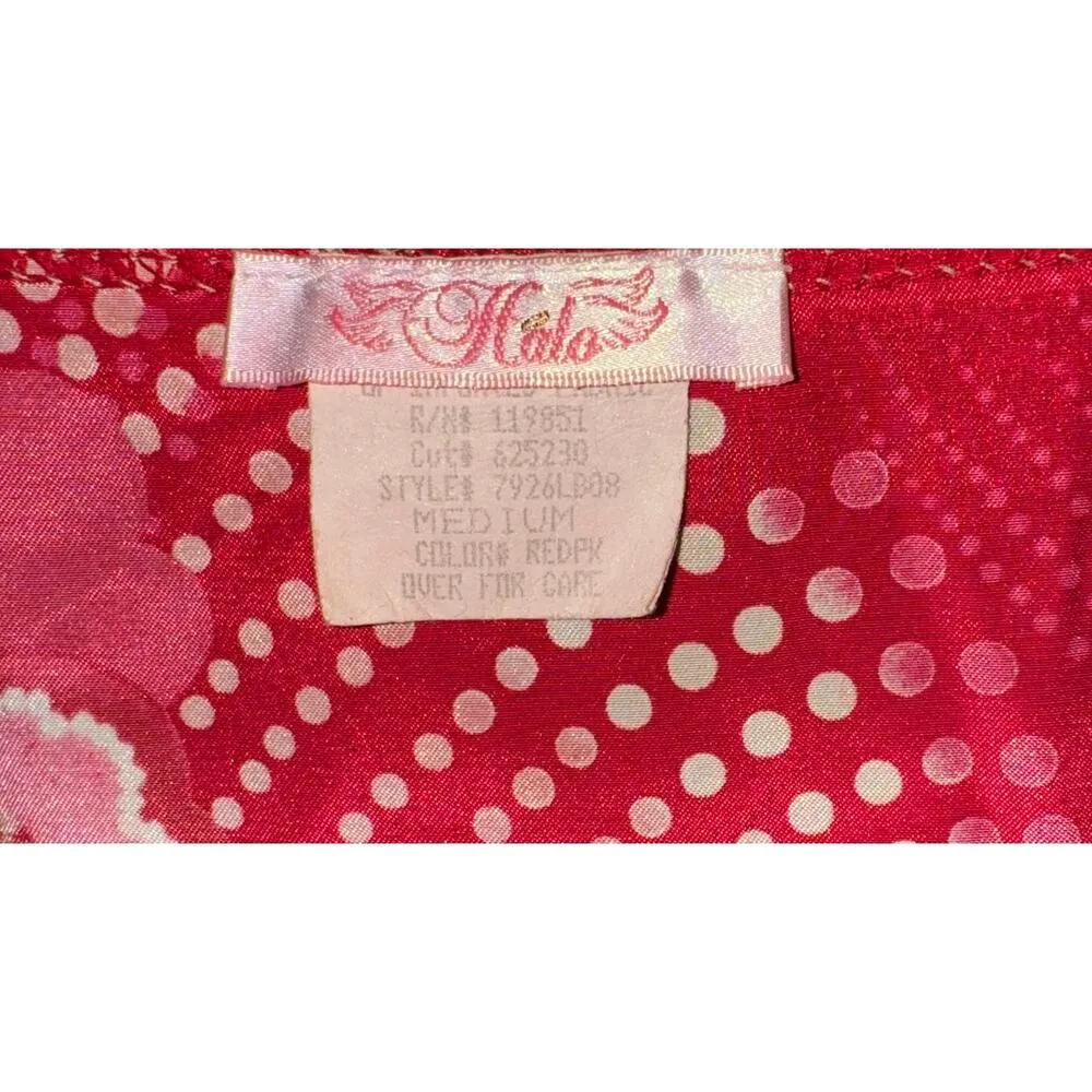 Vintage Halo Kimono Cardigan Satin Floral Red Medium Lace Trim Y2K Made in USA - Image 6