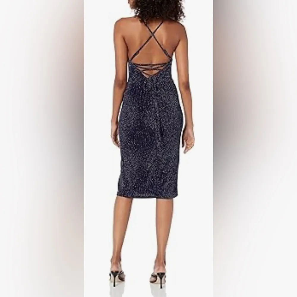 NWT Speechless Sleeveless Glitter Knit Slip Bodycon Dress Navy Blue Size S - Image 10