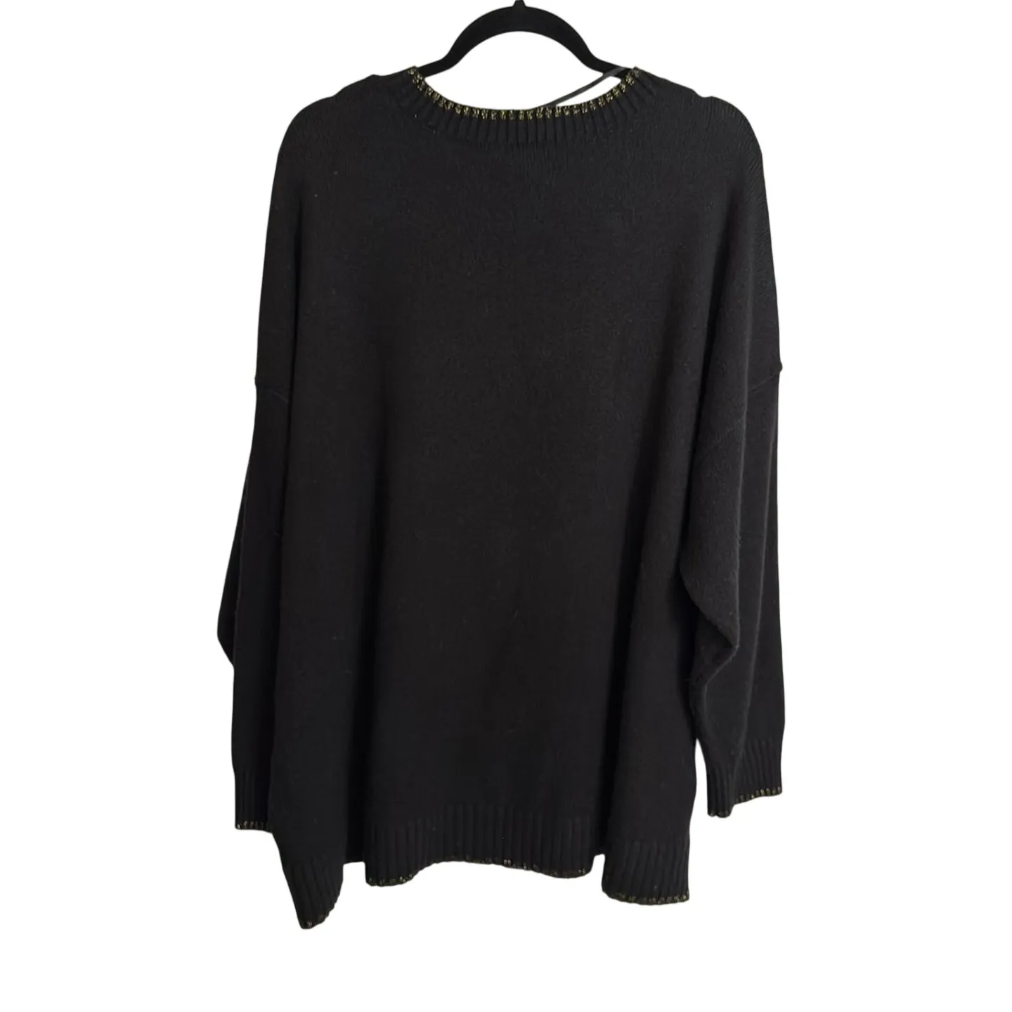 Torrid Sweater Womens 3X Black "Are We Merry Yet?" Holiday Christmas Gold Lurex - Image 2