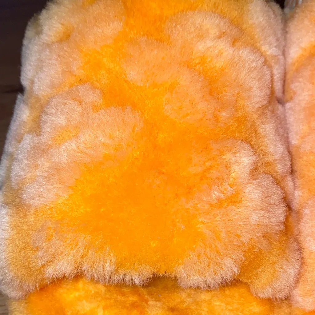 UGG 9 Vibrant Orange Fluffy Slippers - Image 5