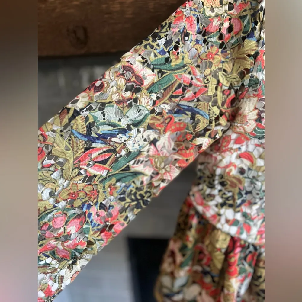 Soft Surroundings Ariege Floral Lace and Beaded Embroidered Jacket Size PXS EUC Red - Image 5