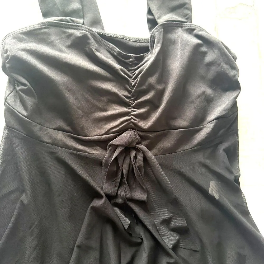 Chic Y2K Black Sleeveless Asymmetrical Ruched Flowing Drapey Womens Top Sz XS - Image 9