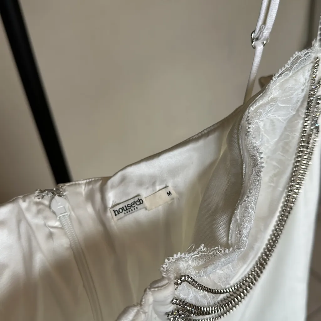 House of CB 'Grace' embellished velvet white‎ mini dress NWOT size M - Image 7