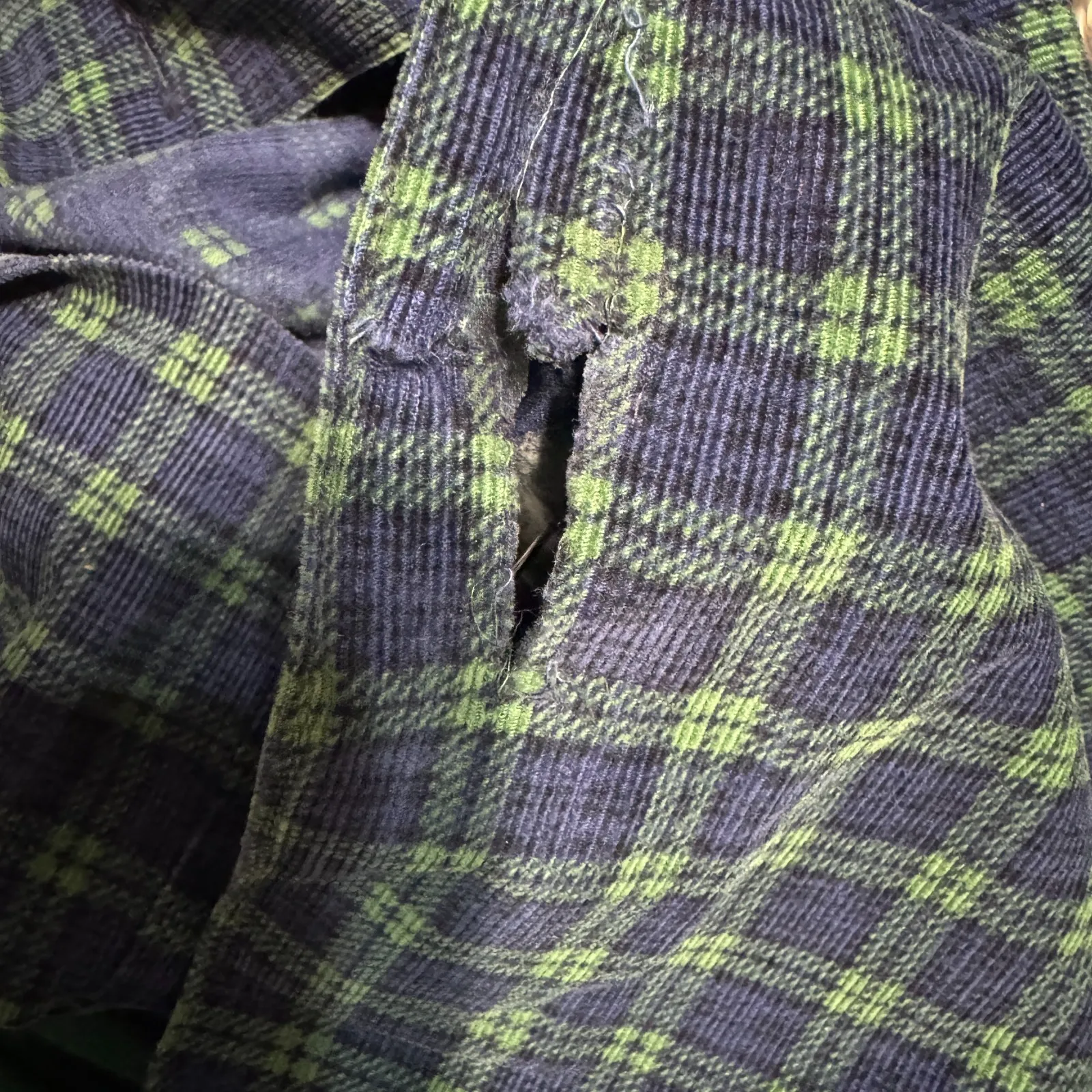 Bryn Connelly Corduroy Jumper Dress Sz 4P Tartan Plaid Navy green Midi VTG 80s Blue - Image 6