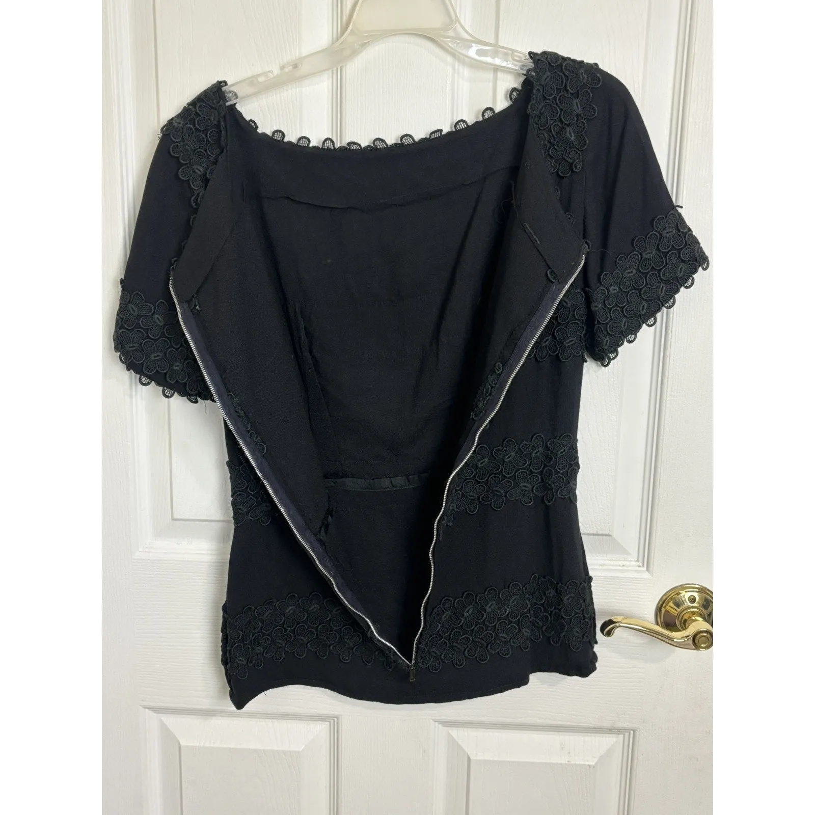 VTG 60s Handmade Black Lace Top Size Small 1960s Fashion Union Made - Image 6