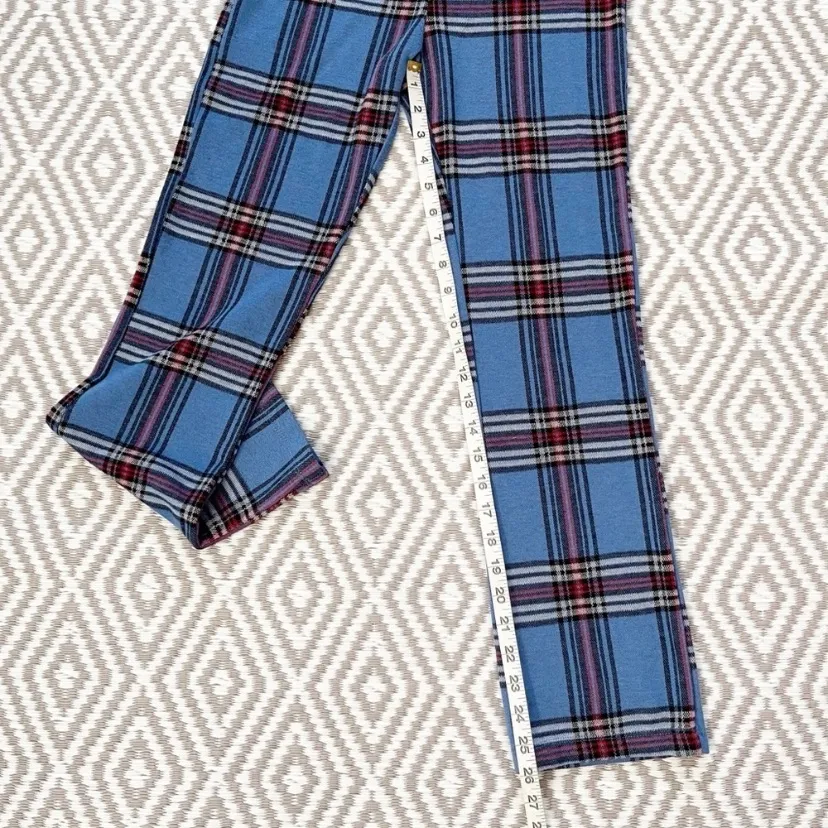 Urban Outfitters Cara High-Waisted Kick Flare Pants in blue plaid XS - Image 10