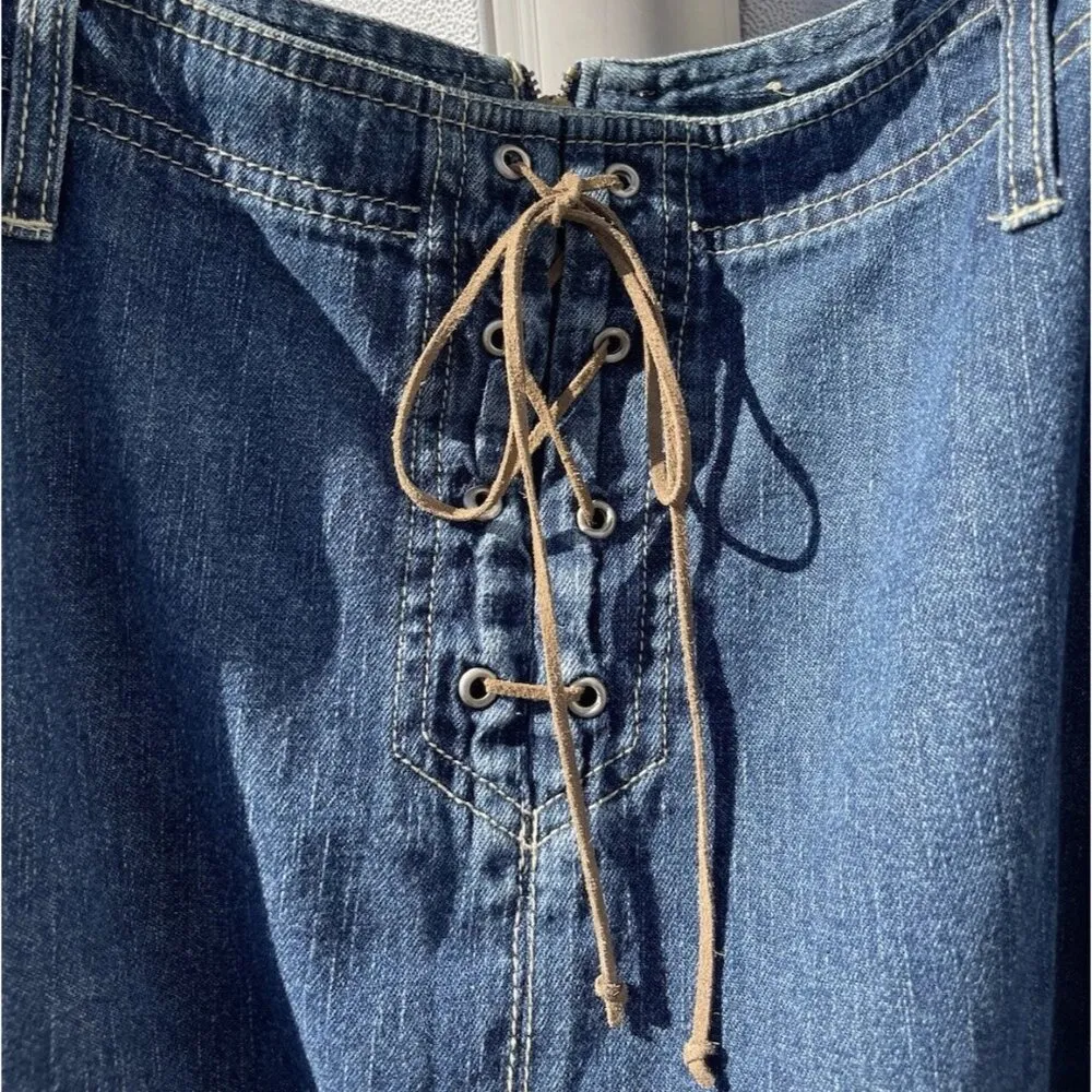 Vintage Faded Glory Denim Jean Long Skirt Women’s sz 20W Western Boho String - Image 13