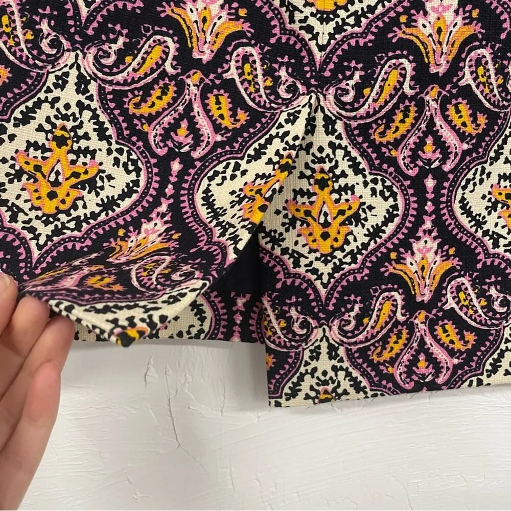 J Crew The Pencil Skirt Pink Yellow Black Paisley Print Mini Womens 6 Straight - Image 3
