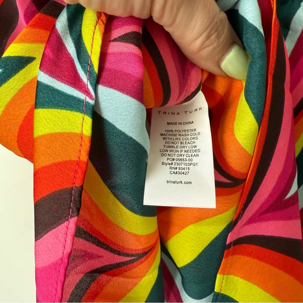 Trina Turk Marine 3 Satin Halter Top in Radio City Rose Multi XS - Image 8