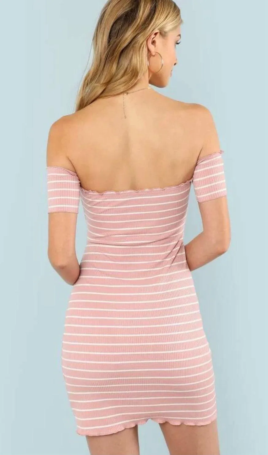 Pink And White Striped Knot Front Dress - Image 2