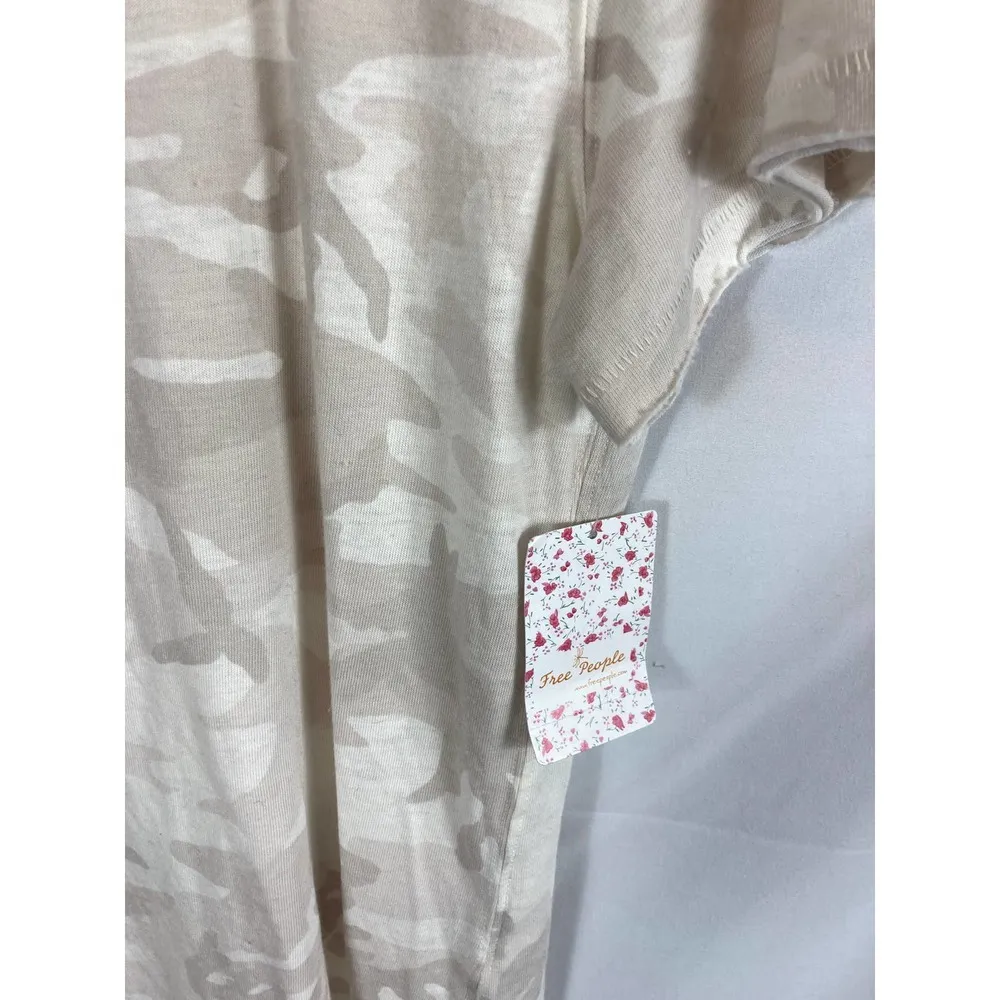 NWT FREE PEOPLE We The Free Camo Tee Loose Knit Ivory Combo XS - Image 4
