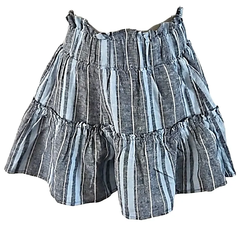 Vanilla Star Juniors XS Blue White Striped Tiered Ruffle Skort Boho Casual NWOT - Image 2