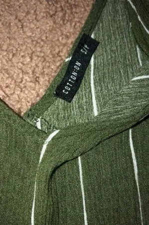 olive green stripes romper S jumpsuit belt - Image 4