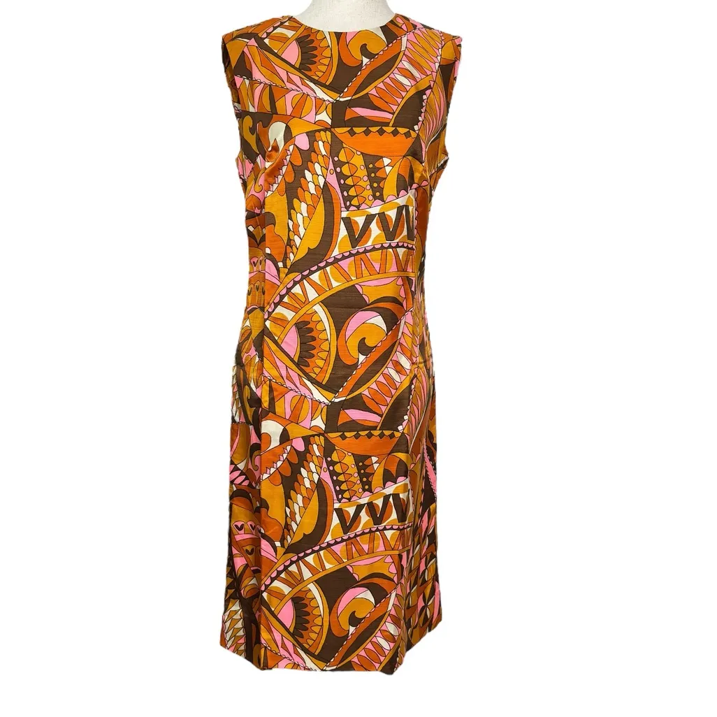 Vintage Nelly De Grab New York 60s Psychedelic Print Dress Orange Size 6 - Image 3