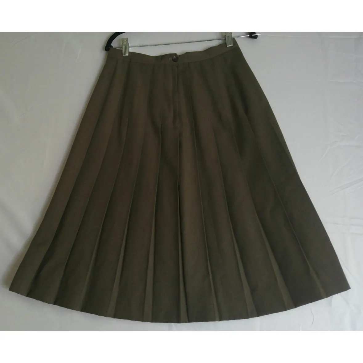 Vintage Michele Union Womens 11/12 Skirt Pleated Brown 80s Retro‎ Career Pinup - Image 2