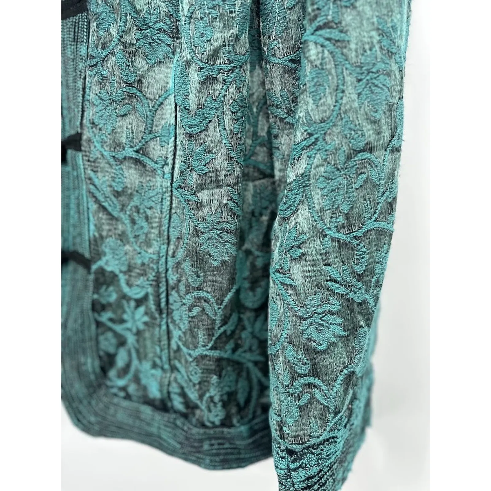 Coldwater Creek Toggle Button Front Blazer Jacket 1X Embroidered Asian Green - Image 4