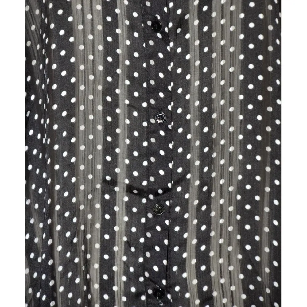 Lane Bryant Black Polka Dot Button Front Sheer Blouse Plus Size 22W 24W Tunic - Image 3
