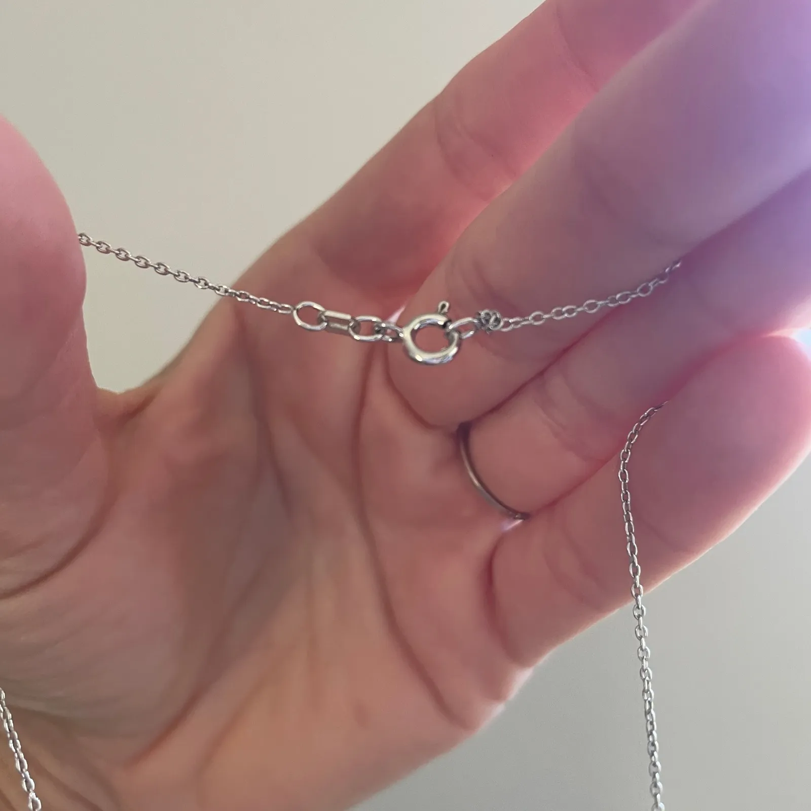 .925 Sterling Silver Infinity Necklace Cubic Zirconium Stones Delicate Chain - Image 2