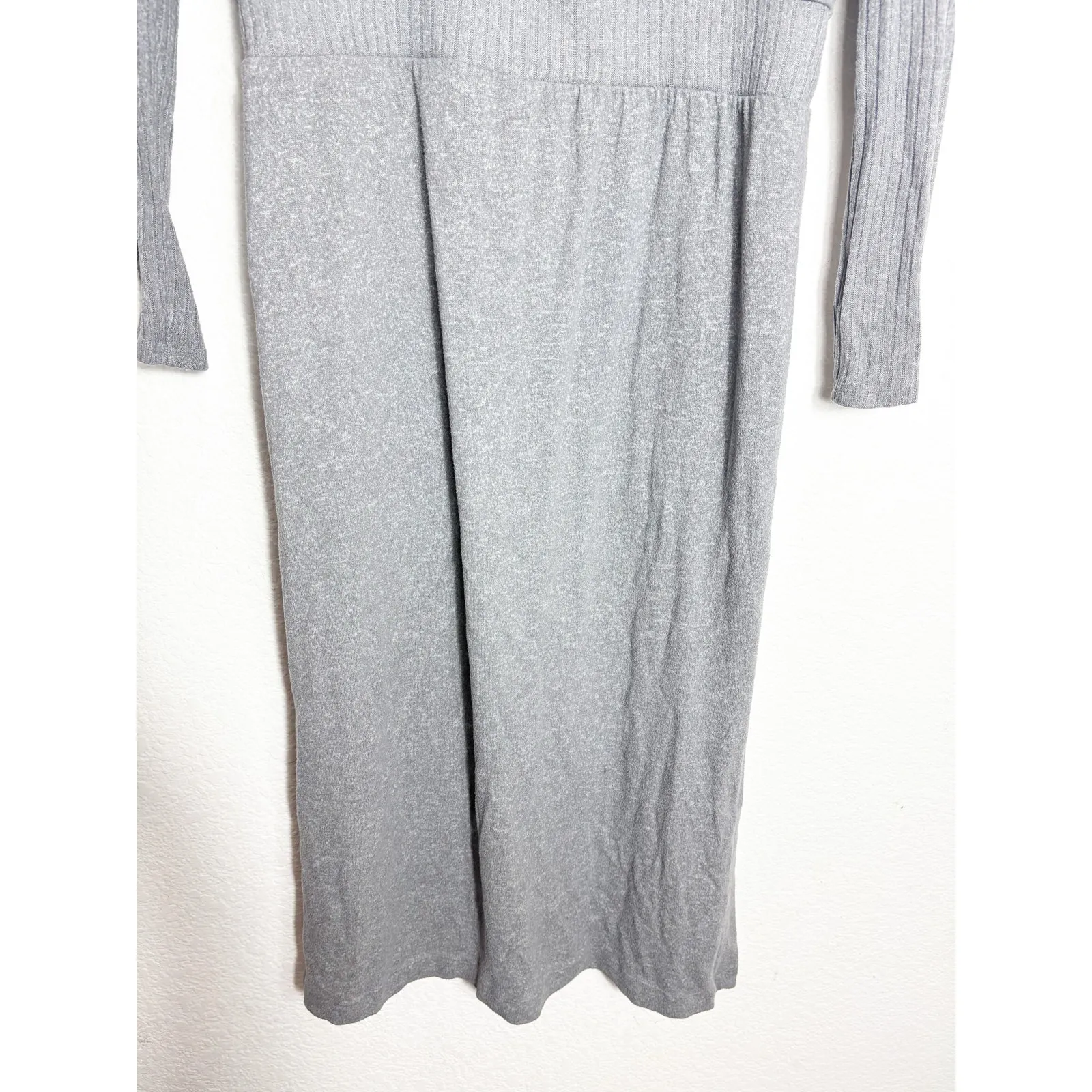 Anthropologie Daily Practice The Arabella Drapey Sweater Midi Dress Large Gray - Image 9