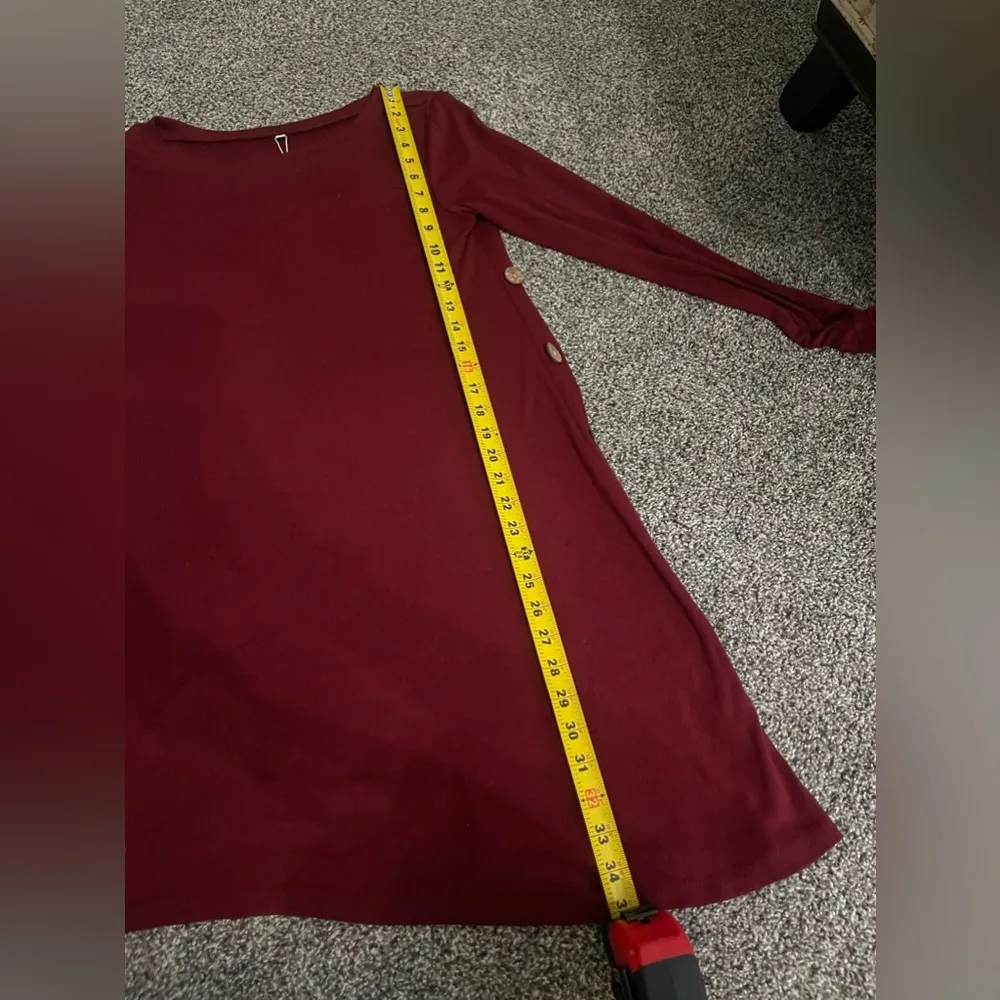 Red Loose Tunic Sweater Pullover long sleeve dress M Size M - Image 7