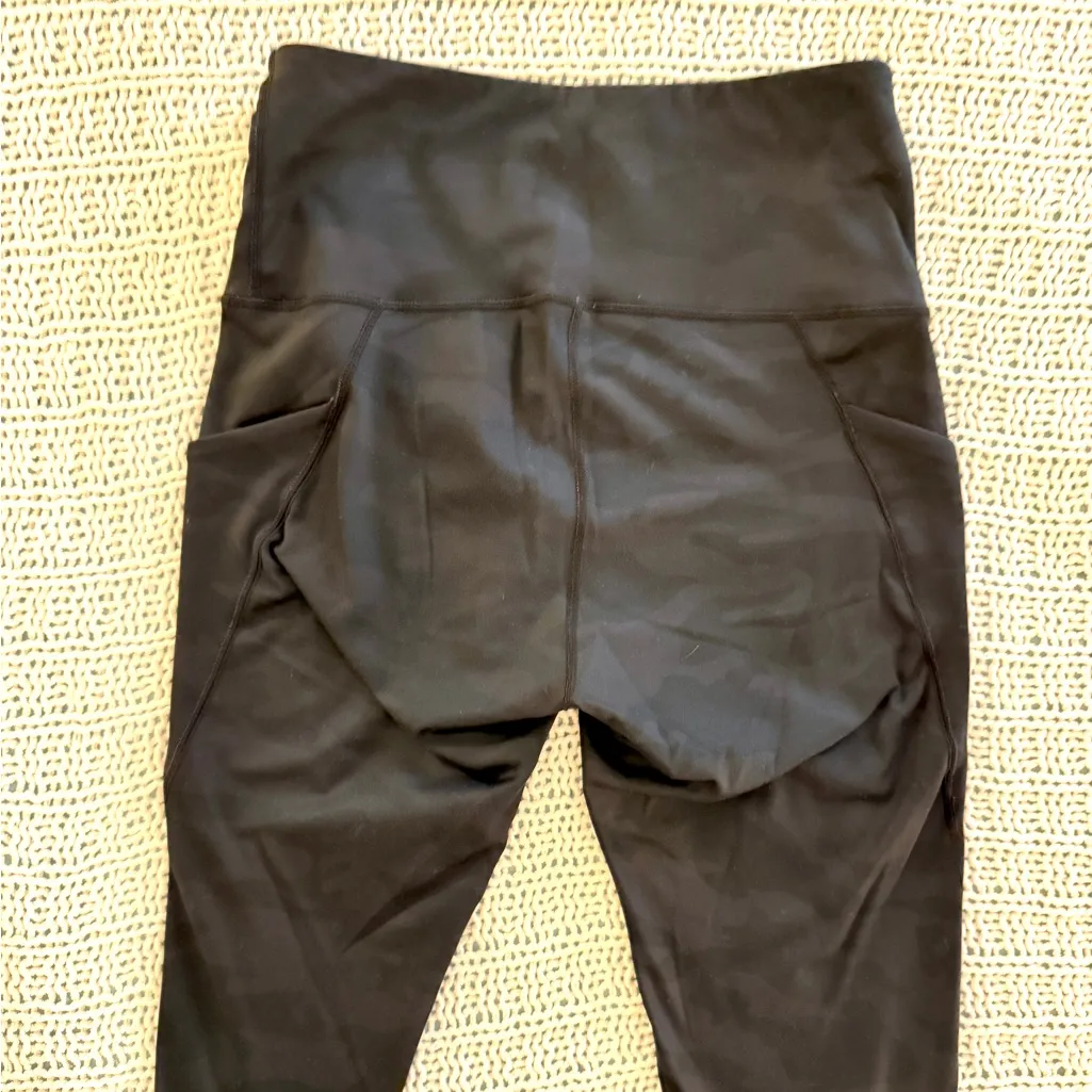 Ododos Black Camouflage High Waist Full Length Pocket Workout Gym Leggings Small - Image 2