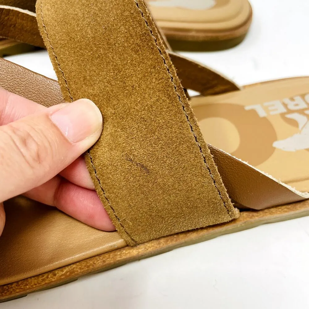 Sorel Tan Leather Slip-On Thong Sandals 9.5 LL6037-242 - Image 2