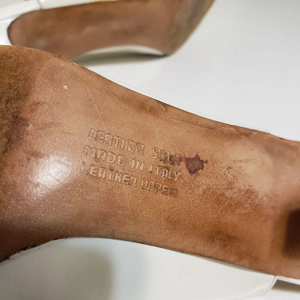 Vintage Salvatore Ferragamo Peep Toe Bow Sling Back Heels Size 9.5 - Image 13