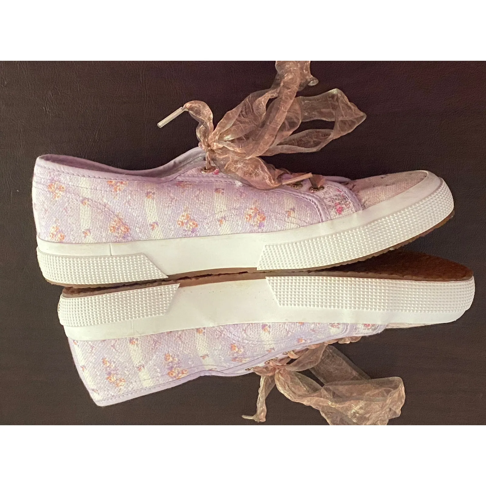 Superga x LoveShackFancy Lavendar Blooms Ribbon Lace Low‎ Top Shoes 41.5 (10) Purple Size 13 - Image 3