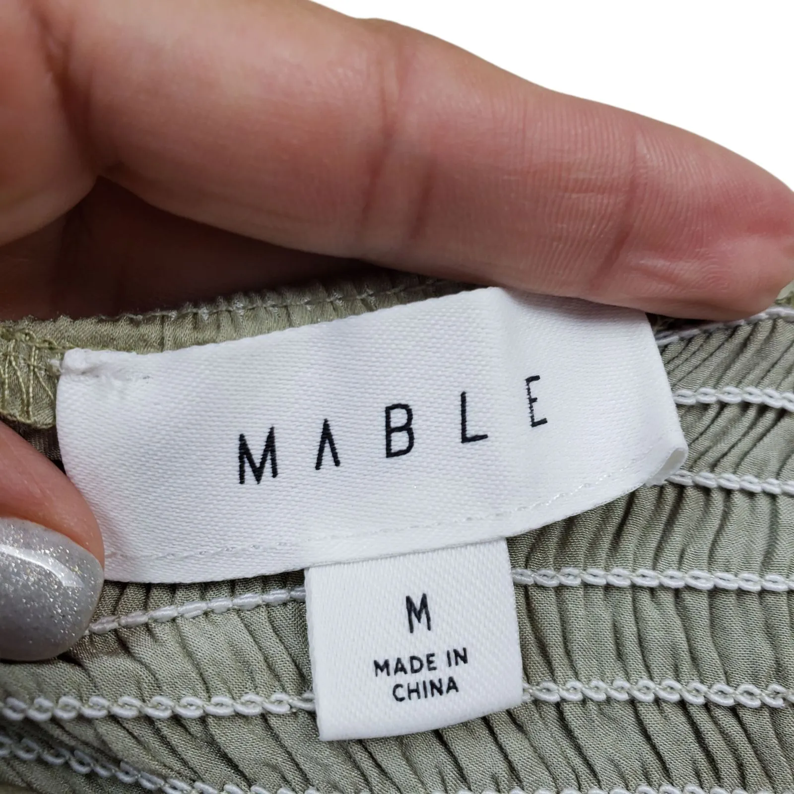 Mable Maxi Dress Womens Medium Sage Green Cutout Cottage Peasant Bohemian - Image 4