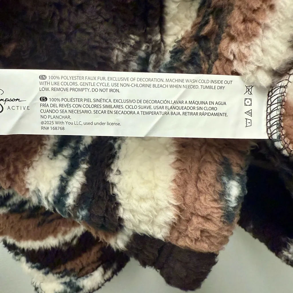 NWT Jessica Simpson Active Aztec Sherpa Fleece Jacket Brown /Cream | Size Medium - Image 5