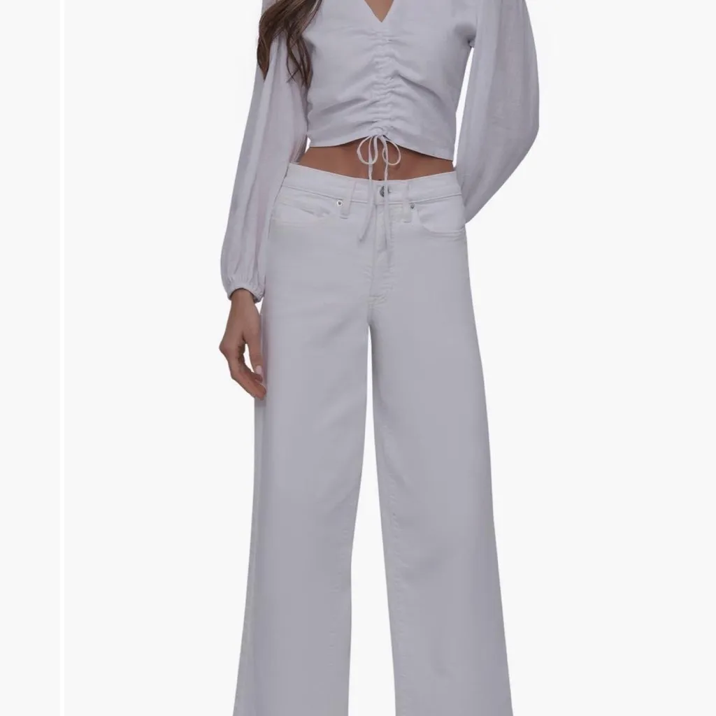 DKNY Jeans Ruched Deep V-neck crop Top - Image 4