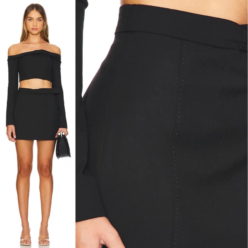 Cult Gaia Valia Crop Off the Shoulder Top & Essie Mini Skirt Set in Black - Image 8