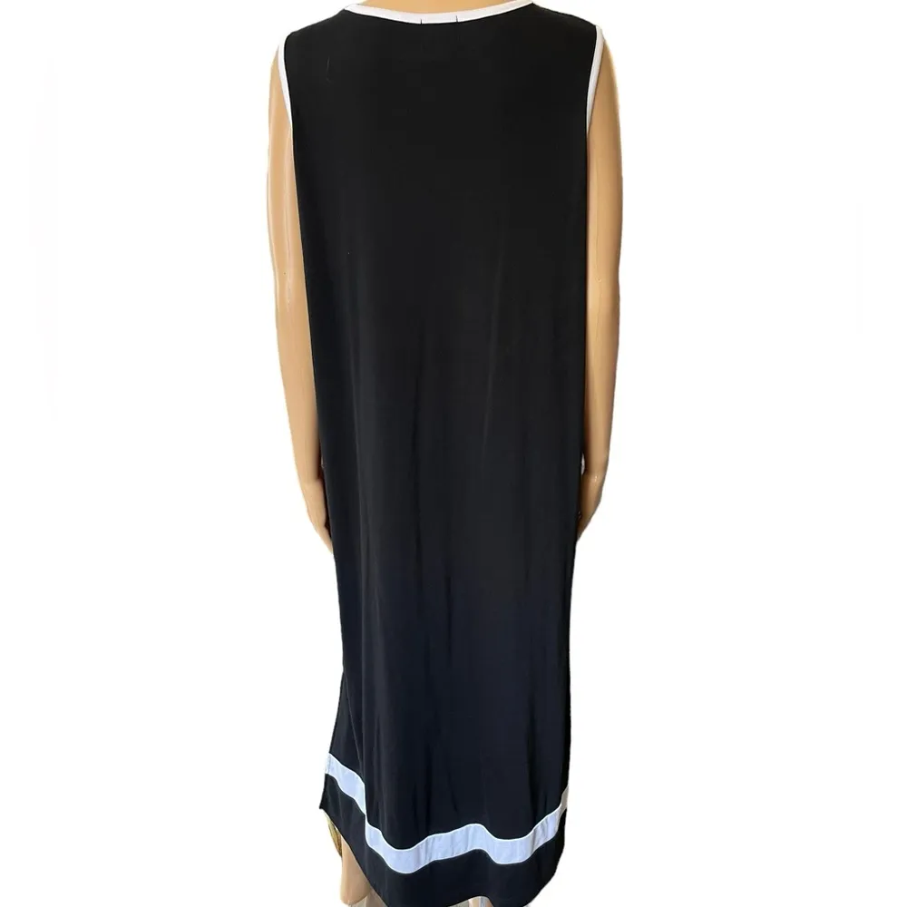 Only Necessities Vintage Y2K Black White Classy Beach Tropical Floral Maxi Dress - Image 5