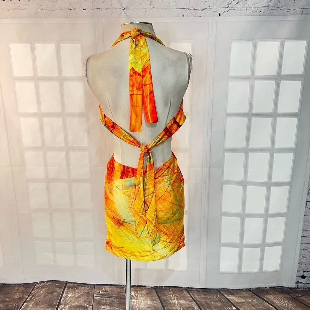 Farai London Gaia mini halter cutout club party rave dress size medium - Image 8