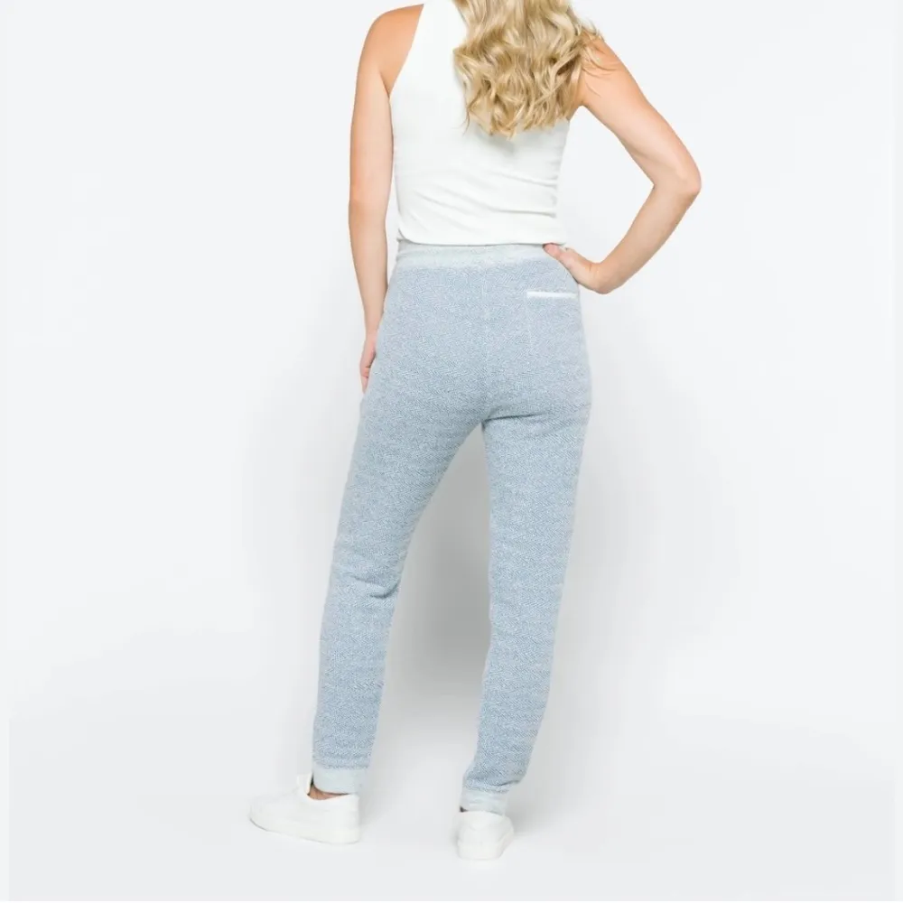 Faherty Womens Whitewater Jogger Pants Blue White Pull On Pockets Textured Small - Image 8