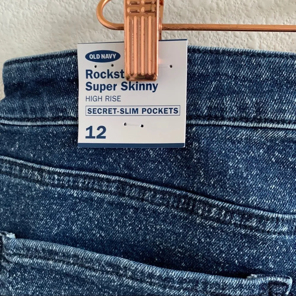 NWT Old Navy Rockstar Super Skinny Jeans Y2K Wash Vintage Vibe Acid Splatter 12 - Image 9