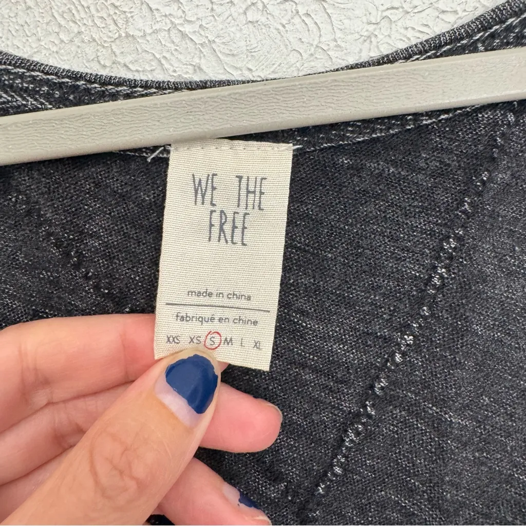 Free People We the Free Head In The Clouds Linen Blend Tee Black Size Small - Image 6