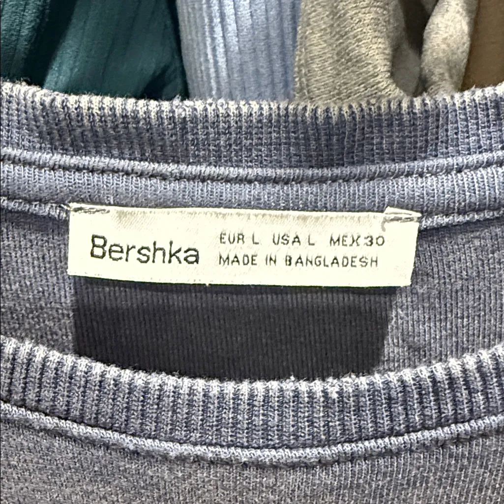 Bershka Light Blue Short Sleeve Tee - Image 3