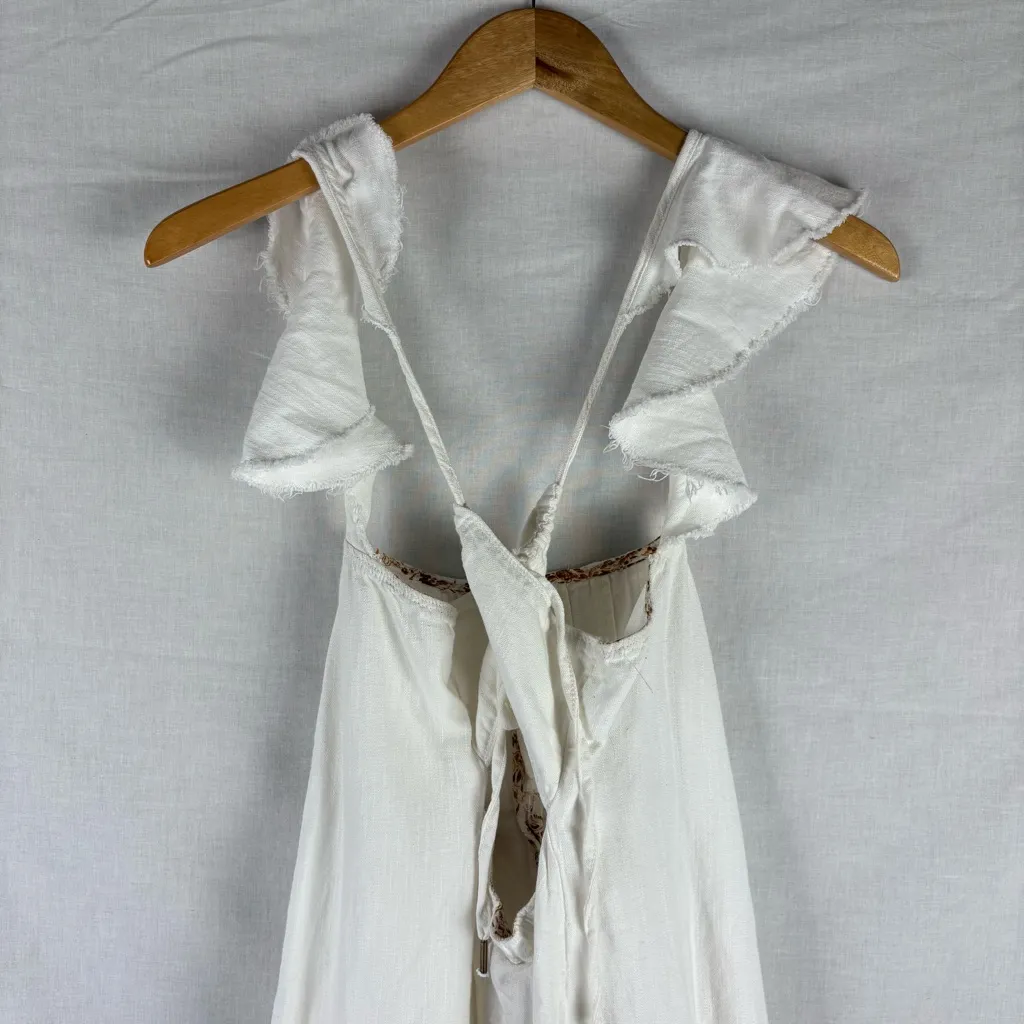 Anthropologie Pilcro Flutter Sleeve Linen-Blend Midi Dress White M - Image 6