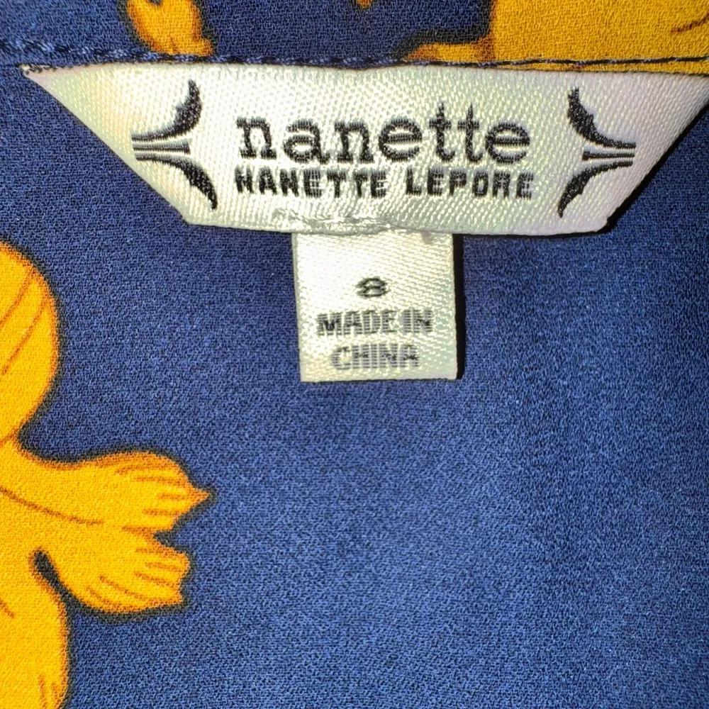 Nanette Lepore  Contrast Of Colors Navy and Yellow Floral Midi Dress Size 8 F46 - Image 14