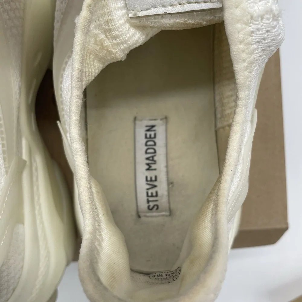 Steve Madden Womens Size 11 Shoes White Myles White NY 90 Sneakers Pink Pull Tab - Image 11