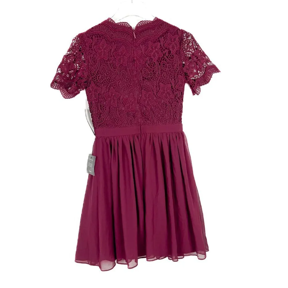 NWT Lulu's Angel in Disguise Burgundy Lace Skater Dress Size Small S NEW T2140 - Image 8