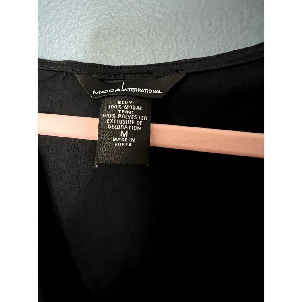 Moda International Glitter Black Going Out Top Sparkly Shirt New Years Eve Med - Image 4