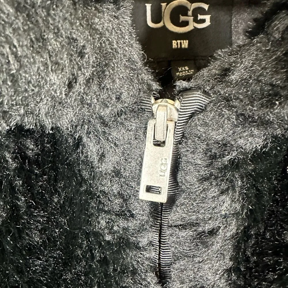 UGG Womens size XXS Kianna Faux Fur Jacket Black - Image 6
