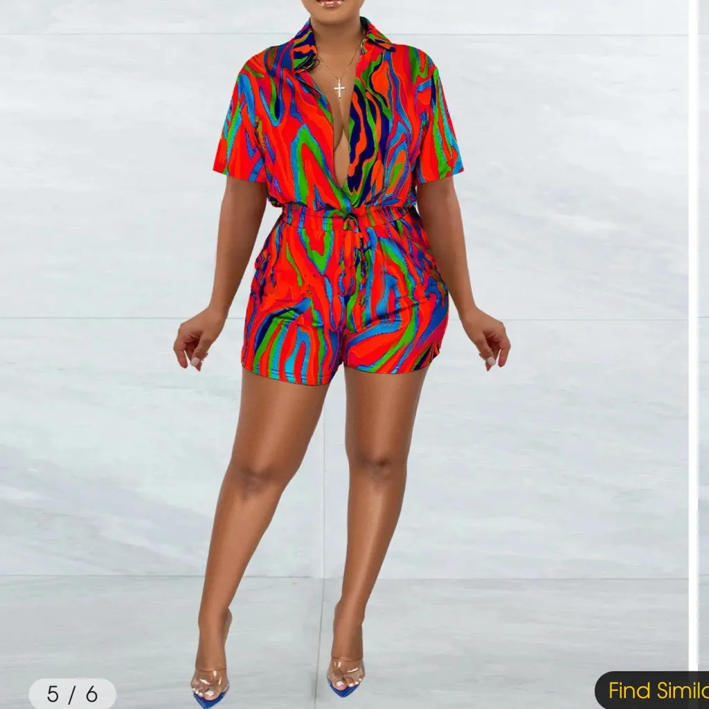 🆕 Vibrant Multicolor Romper Size XL Red - Image 9