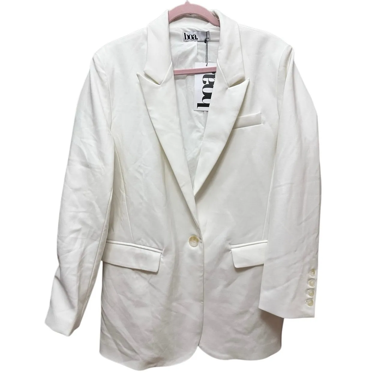 BOA Because Of Alice Boyfriend Blazer Size Medium Ivory White Oversized - Image 3