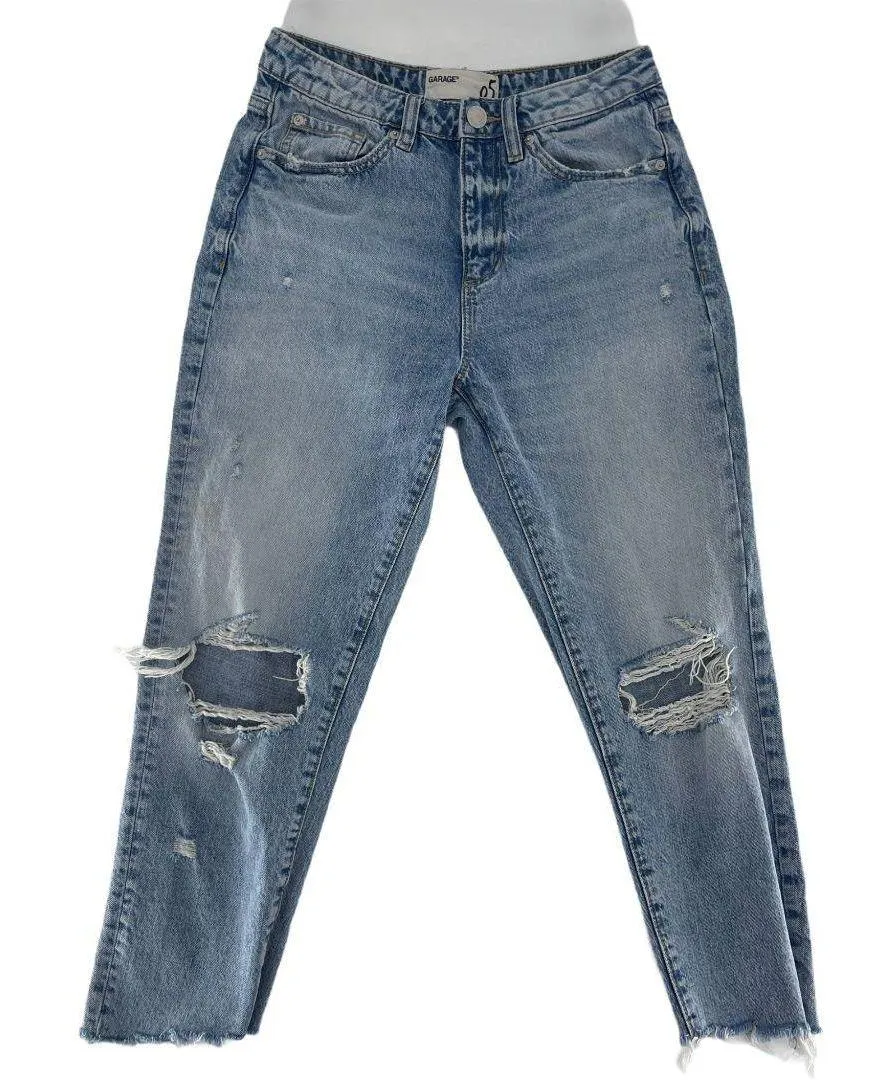 High Rise Distressed Cotton Jeans - Image 2