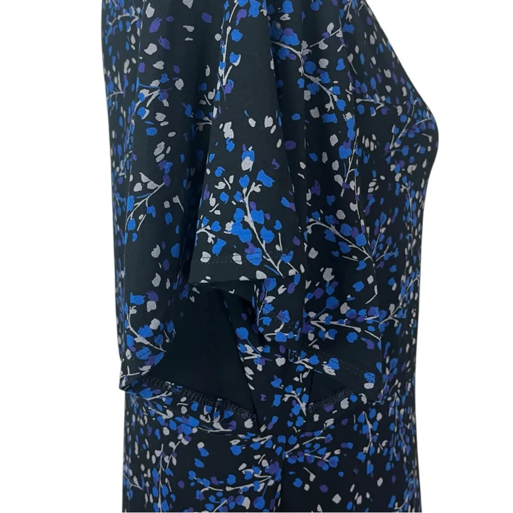 J.Jill Dress Wearever Short Sleeves Black Blue Floral Jersey Knit Women’s Size M Size M - Image 9