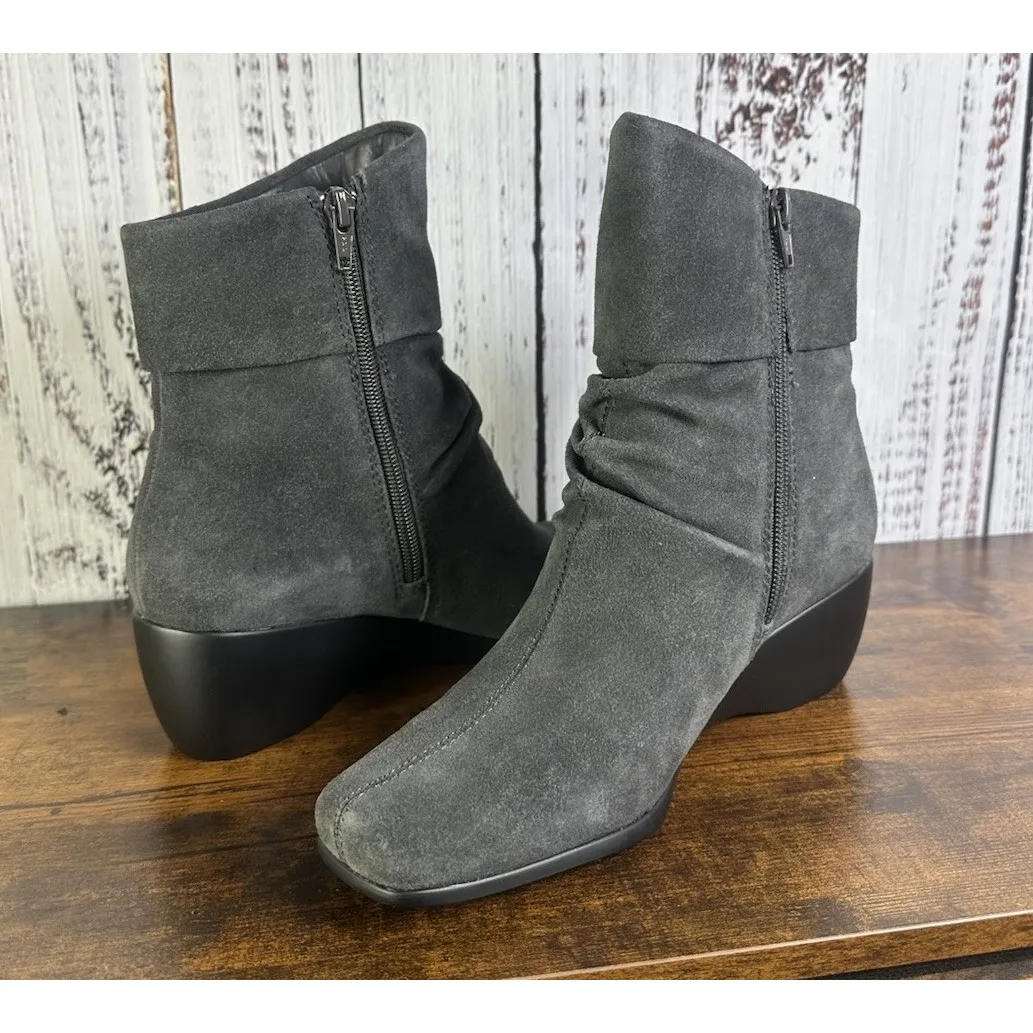 Women's Andrew Geller Mary Kate Gray Suede Wedge Boots, Size 7 M New - Image 10
